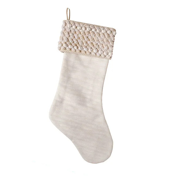 20" HGTV Home Collection Textured Cuff Stocking, Ivory - 20 in - Bed Bath & Beyond - 36292045 | Bed Bath & Beyond