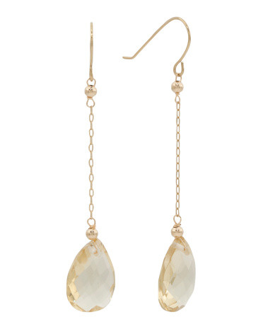 Made In Usa 14kt Gold Citrine Drop Earrings | TJ Maxx
