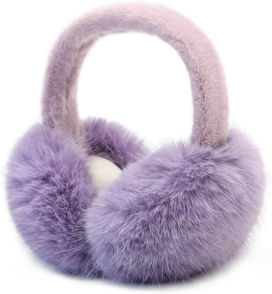 RUIKUNA Women Winter Ear Muffs Fluffy Faux Fur Earmuffs Foldable Ear Warmer Girls Soft Ear Covers | Amazon (US)