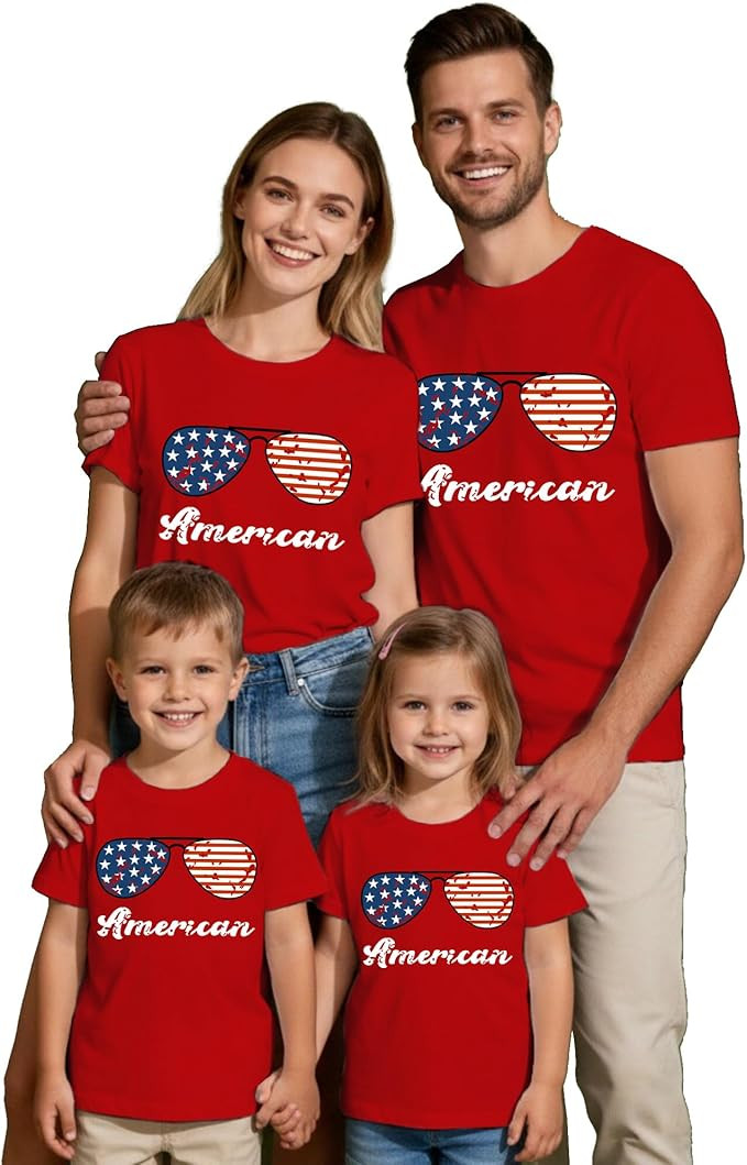 Family Matching American Flag T-Shirts - Patriotic 4th of July Memorial Day Tees for Mom Dad Kids | Amazon (US)