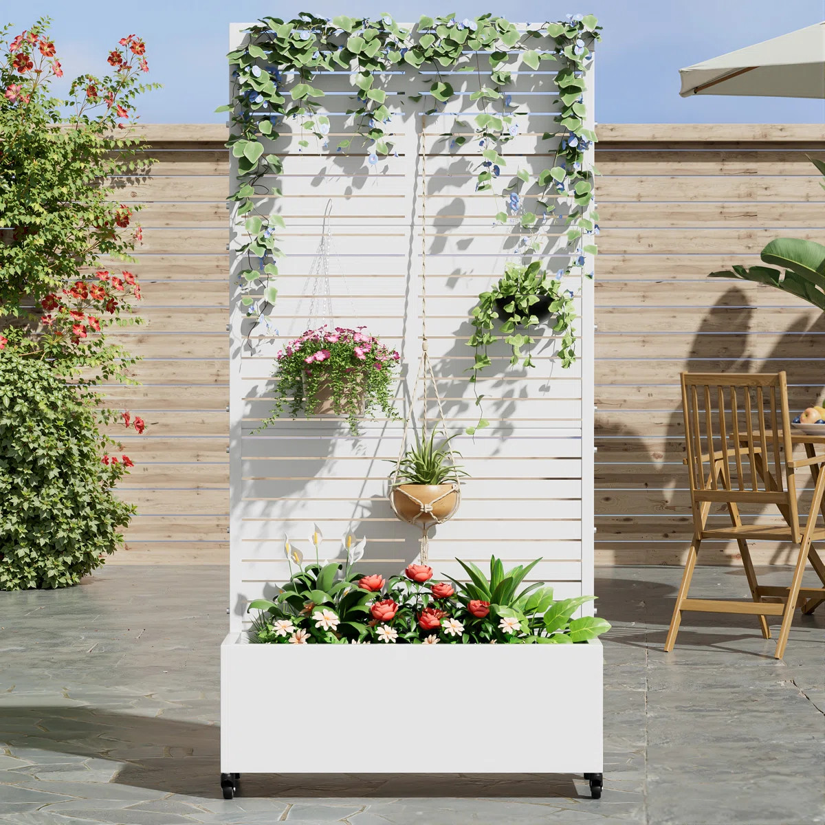 Metal Planter Box with Trellis with Wheels | Wayfair North America
