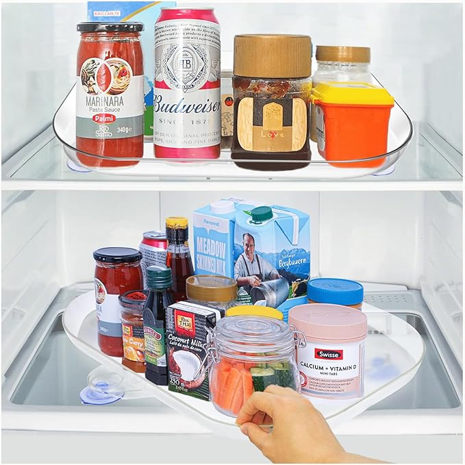 PZU 2 Pack Lazy Susan for Refrigerator, Lazy Susan Turntable Rectangular Fridge Organizer for Cab... | Amazon (US)