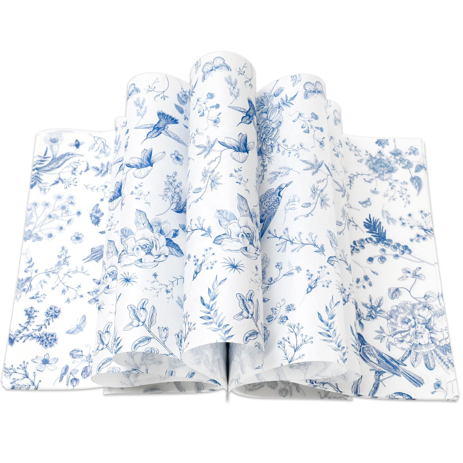 150Pcs Blue Floral Wax Paper Chinoiserie Bird Flower Deli Paper Sandwich Wrap Paper Tissue Waterp... | Amazon (US)