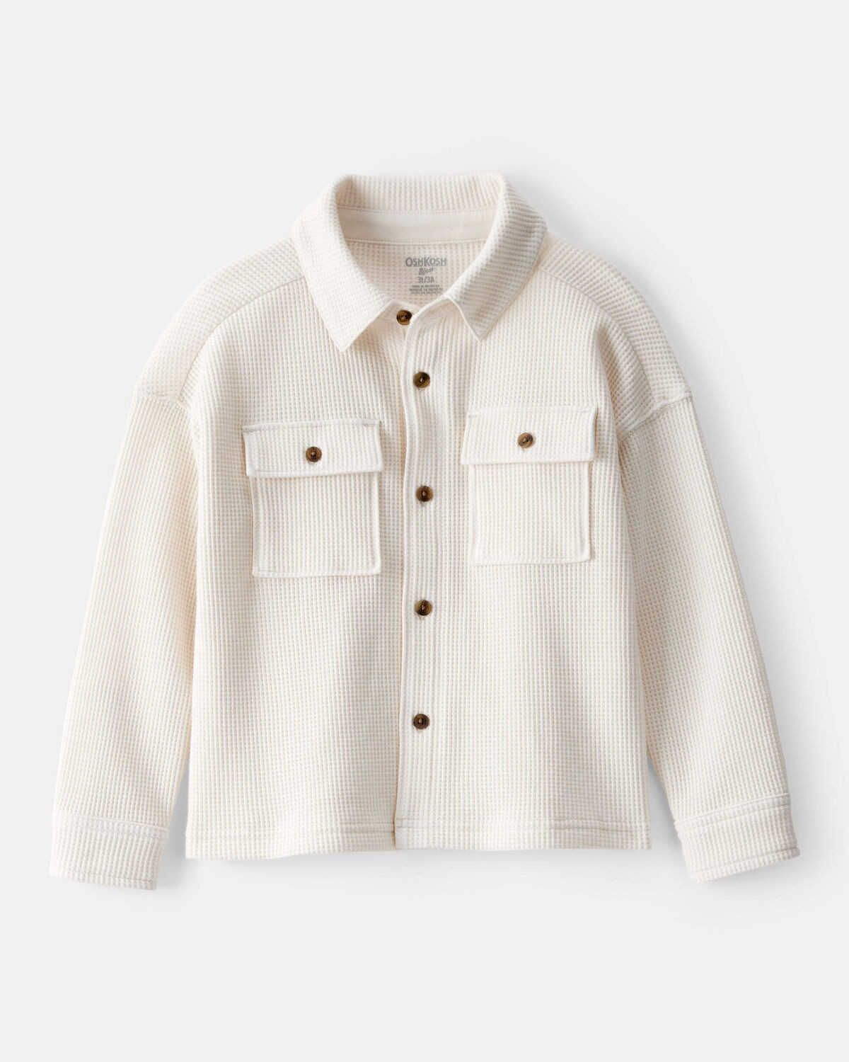 Toddler Boy Long-Sleeve Waffle Knit Utility Shirt - White | Carter's Inc