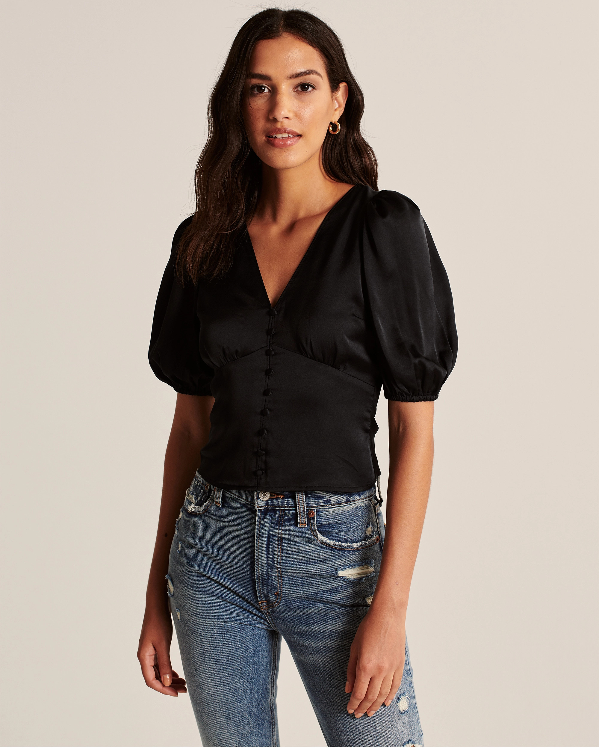 Satin Bow-Back Blouse | Abercrombie & Fitch (US)
