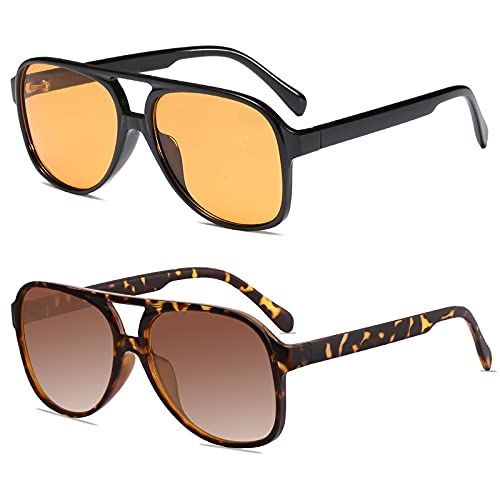 YDAOWKN Retro Aviator Sunglasses for Womens Mens Large Frame Classic 70s Vintage Sunglasses Aviat... | Amazon (US)