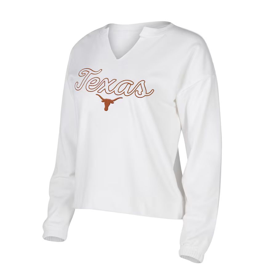 Texas Longhorns Concepts Sport Women's Sienna Notch Neck Long Sleeve T-Shirt - White | Fanatics