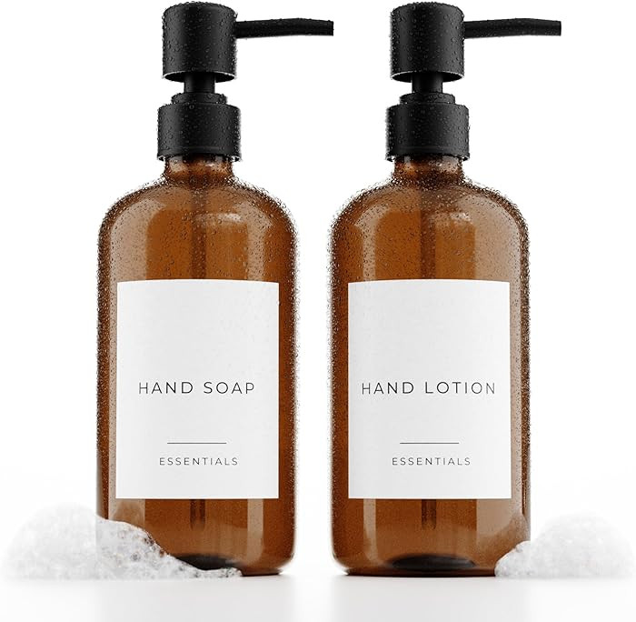Stylish Soap Dispenser Set of 2 for Kitchen Or Bathroom - Quality 21oz Dish and Hand Soap Dispens... | Amazon (US)