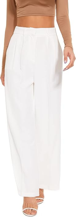 FUNYYZO Wide Leg Dress Pants for Women Work Slacks Business Casual Outfits | Amazon (US)