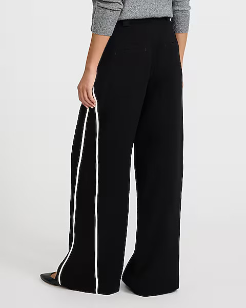 Piped High Waisted Relaxed Trouser | Express