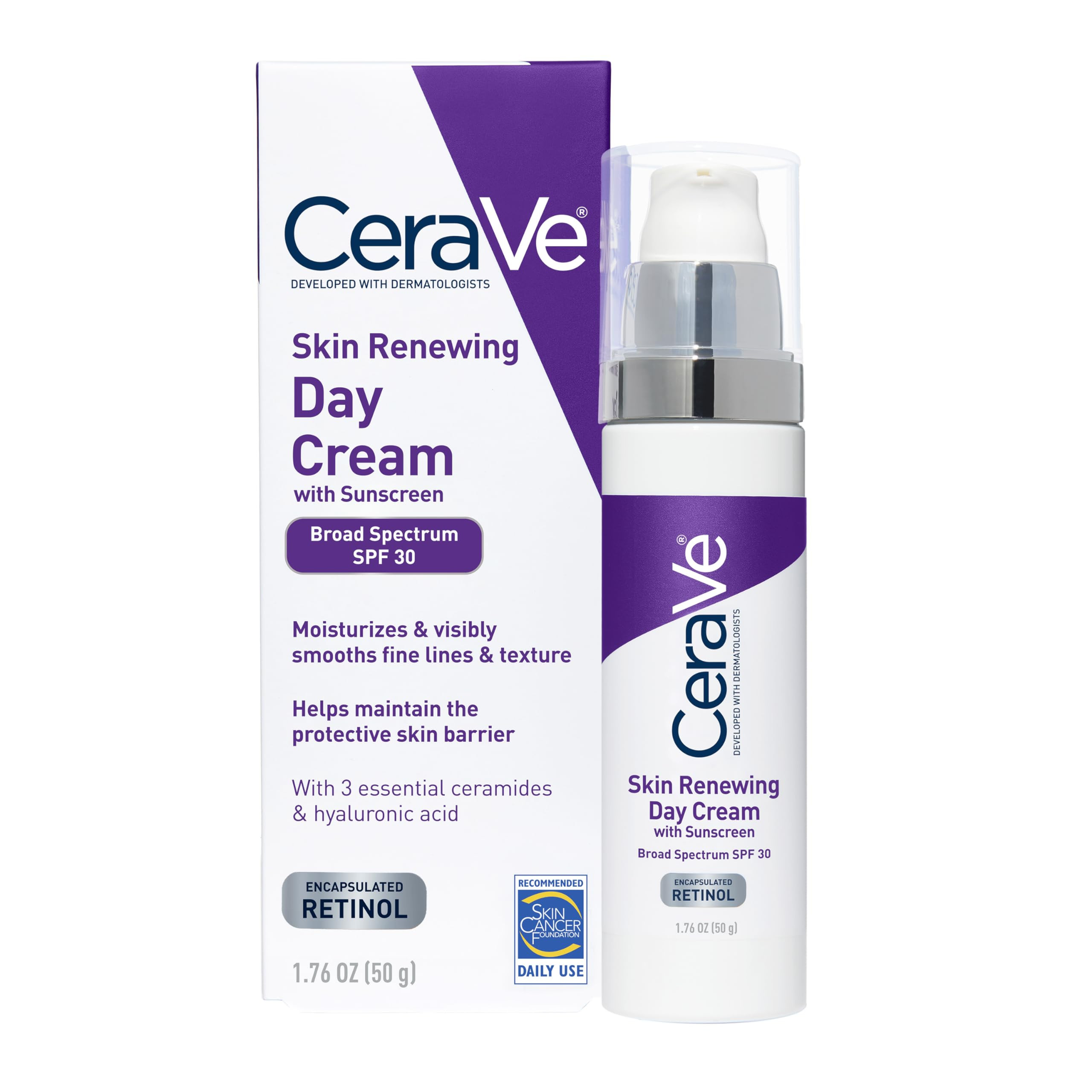 CeraVe Anti-Aging Face Cream SPF 30, Anti-Wrinkle Retinol Cream with Hyaluronic Acid and Ceramide... | Amazon (US)