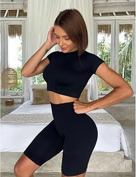 Women's Workout Shorts - High Waist Biker Shorts for Women Ribbed Seamless Booty Gym Running Yoga... | Amazon (US)