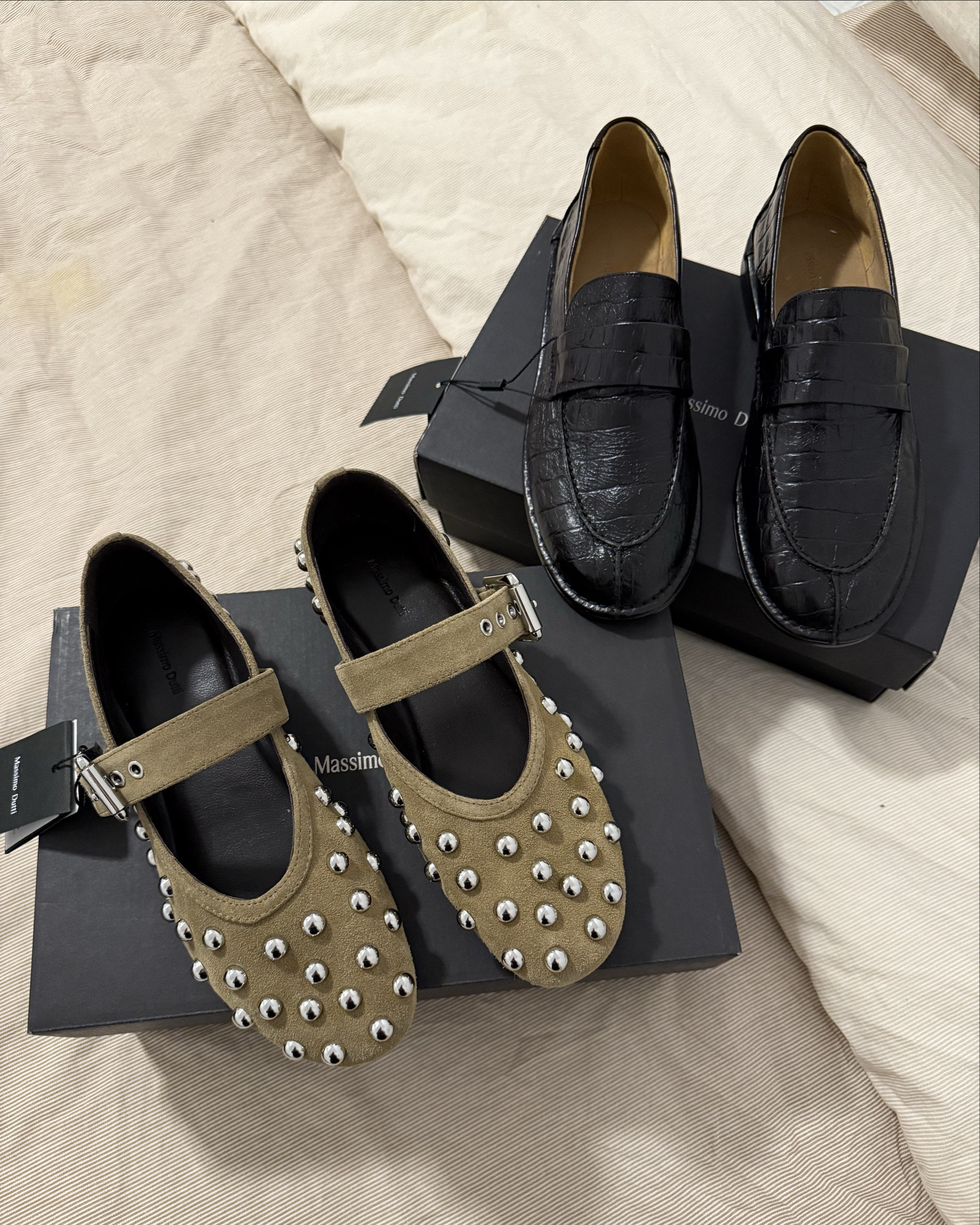 Two of the most comfortable shoes I’ve ever tried on! They had to come home with me.
-
Massimo Dutti - suede studded Mary Jane’s - croc texture loafers - comfortable fall shoes - black loafers - studded flats - neutral flat shoes  

#LTKStyleTip #LTKSeasonal #LTKShoeCrush
