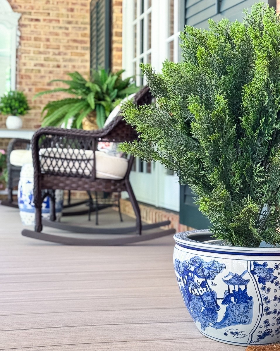 Classic southern front porch! 

Nearly natural | Chinoiserie | Amazon Home | Faux Hanging Ferns

#LTKSeasonal #LTKHome