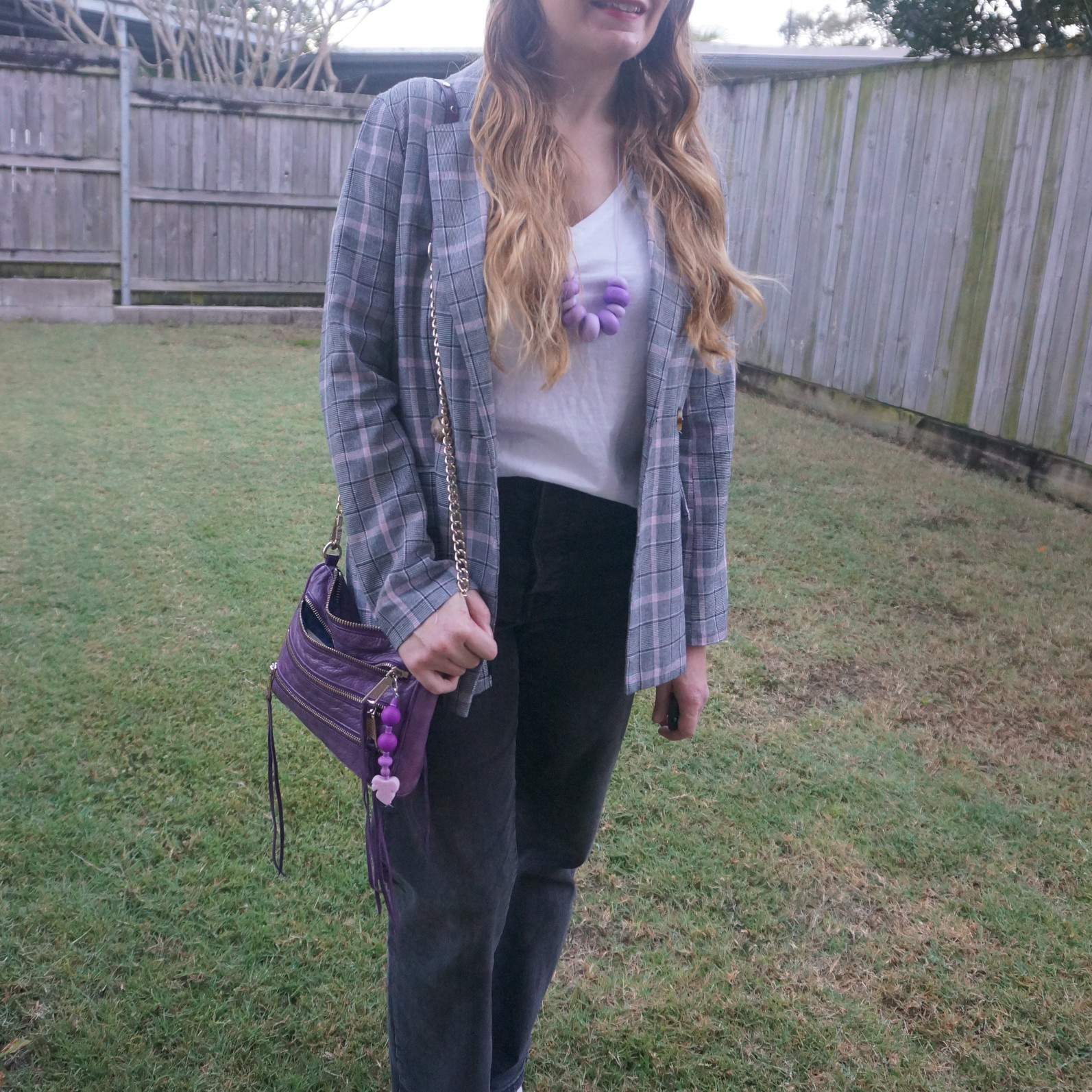 Tartan blazer, white tee, thrifted Levis ribcage straight leg jeans and purple Rebecca Minkoff mini 5-zip bag 💜

#LTKaustralia #LTKbag #LTKjeans