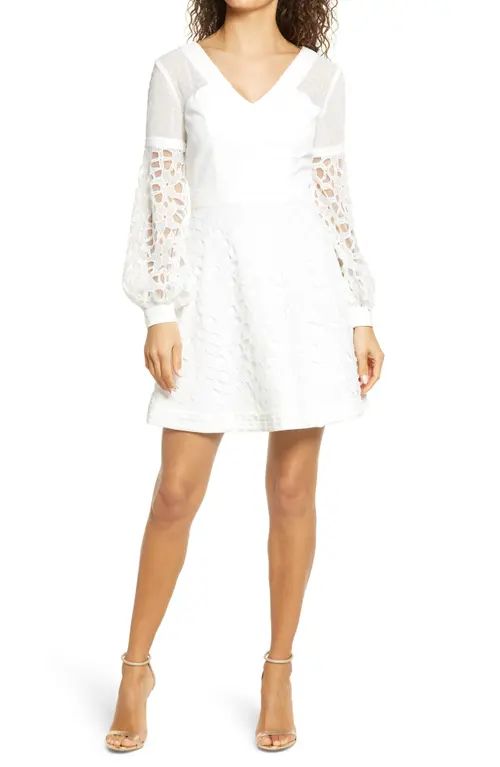 Chi Chi London Leta Lace Long Sleeve Dress in White at Nordstrom, Size 8 | Nordstrom