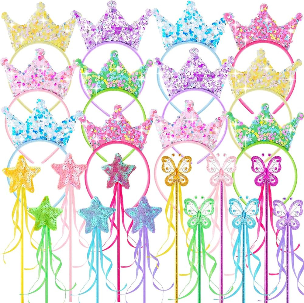 Juexica 24 Pcs Princess Crown Headband Set with 12 Pcs Sequin Crown Headband Princess Party Favor... | Amazon (US)