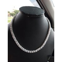 925 Sterling Silver Vvs1 5mm Round Swarovski Diamond Tennis Necklace, Custom Wedding/Party Wear Stat | Etsy (US)