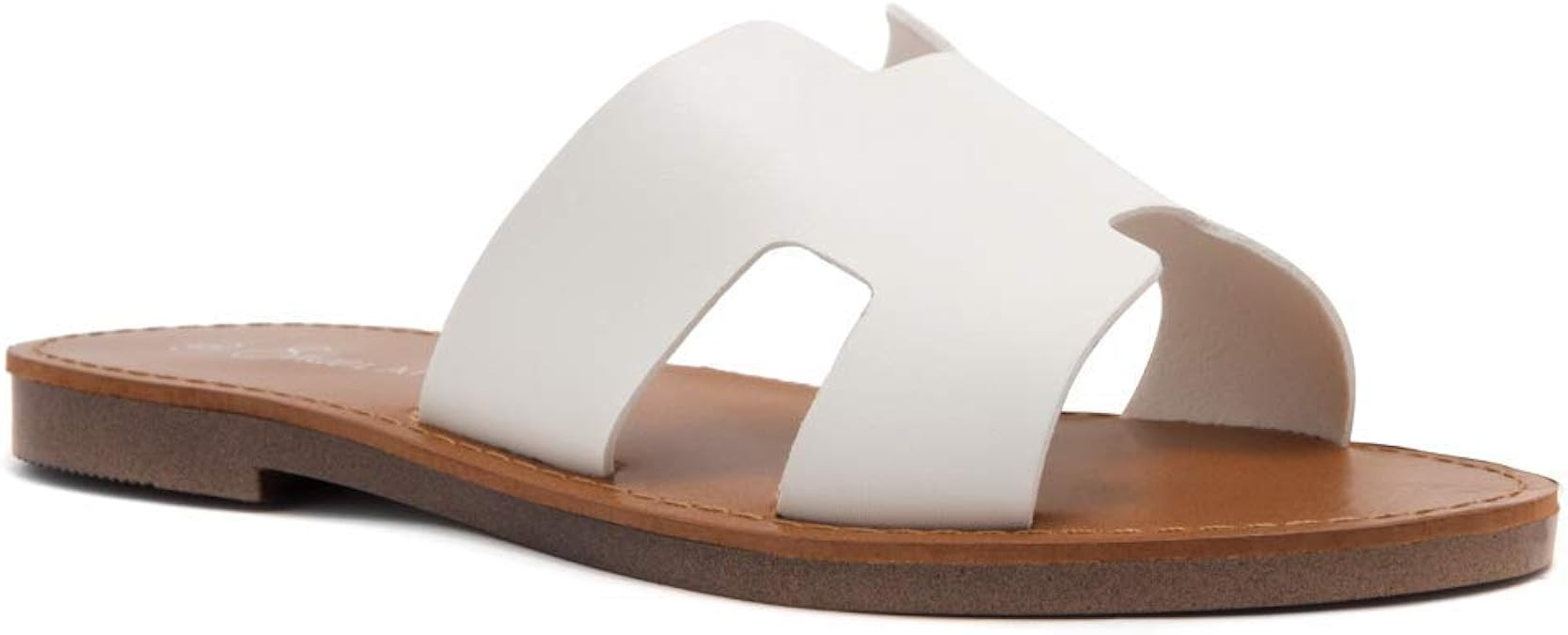 Shoe Land SL-Greece Women's Open Toe Flat Sandals Slides Slip on Shoes for Summer | Amazon (US)