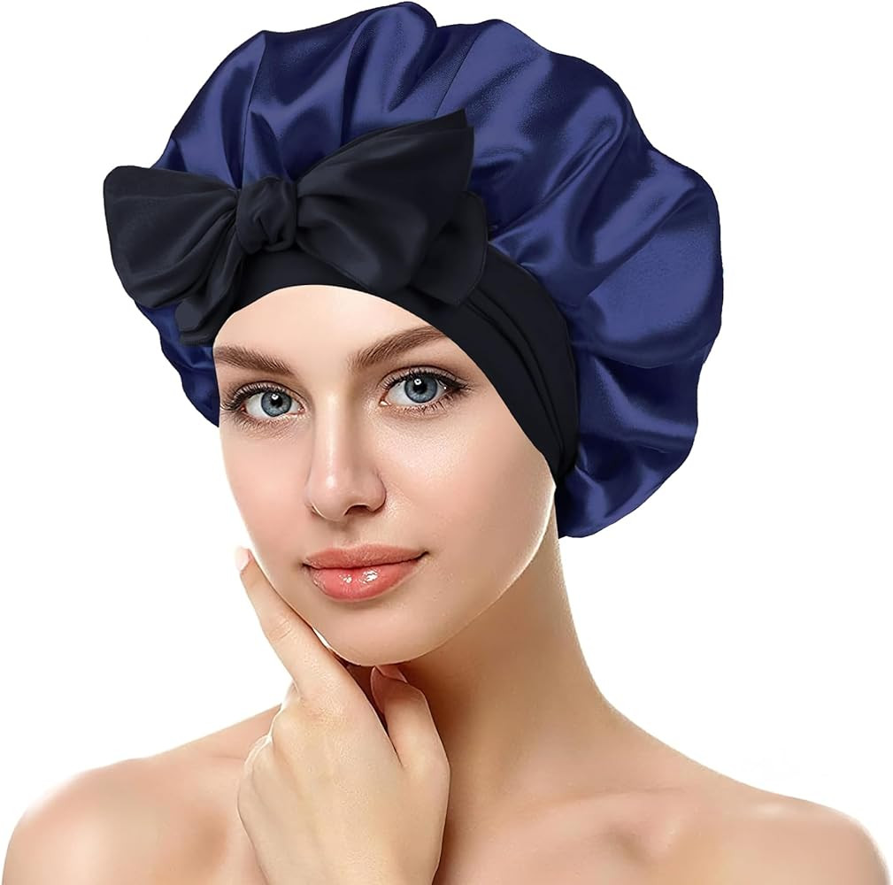 Satin Bonnets for Women Natural Curly Hair, Silk Bonnet for Sleeping, Adjustable Hair Bonnet Hair... | Amazon (CA)