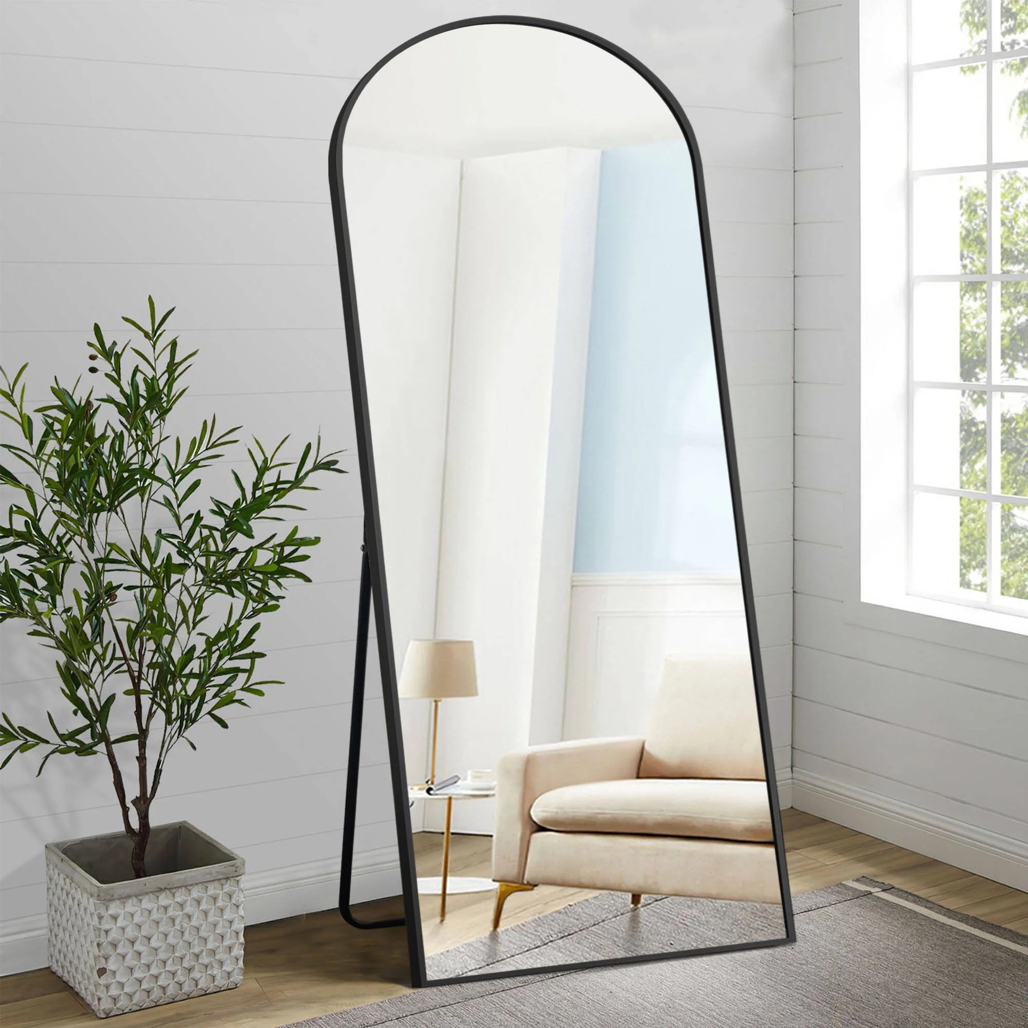Neutype Aluminum Alloy Full-length Mirror Arch Decorative Mirror 71"*32",Black with Bracket | Walmart (US)
