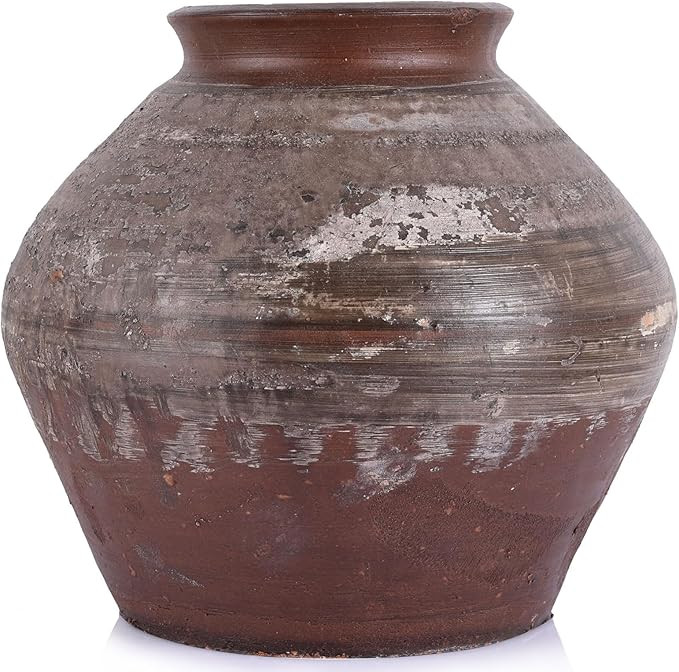 Rustic Terracotta Vase, 10 Inch Tall Vintage Pottery Vase, Vintage Decor Brown Rustic Vase Handma... | Amazon (US)