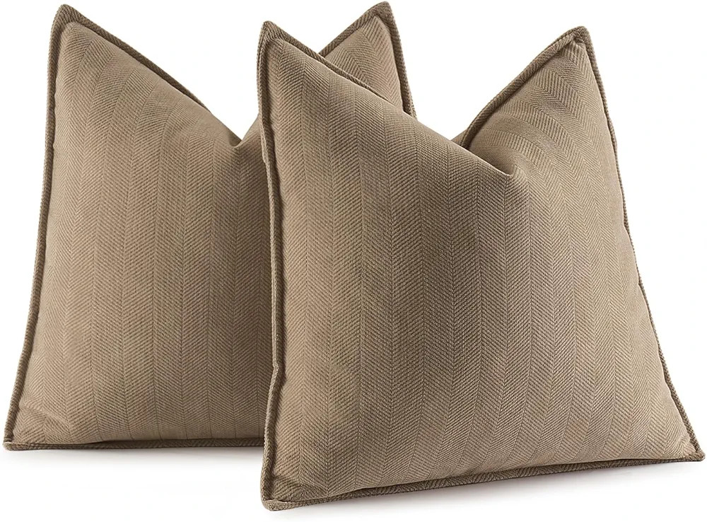 MIULEE Paquete de 2 fundas de almohada decorativas color marrón coco de 20 x 20 pulgadas, fundas... | Amazon (US)