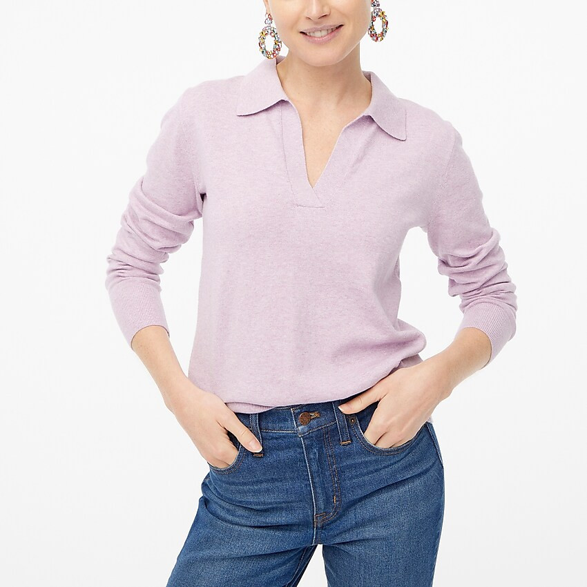 Cotton-cashmere polo sweater | J.Crew Factory