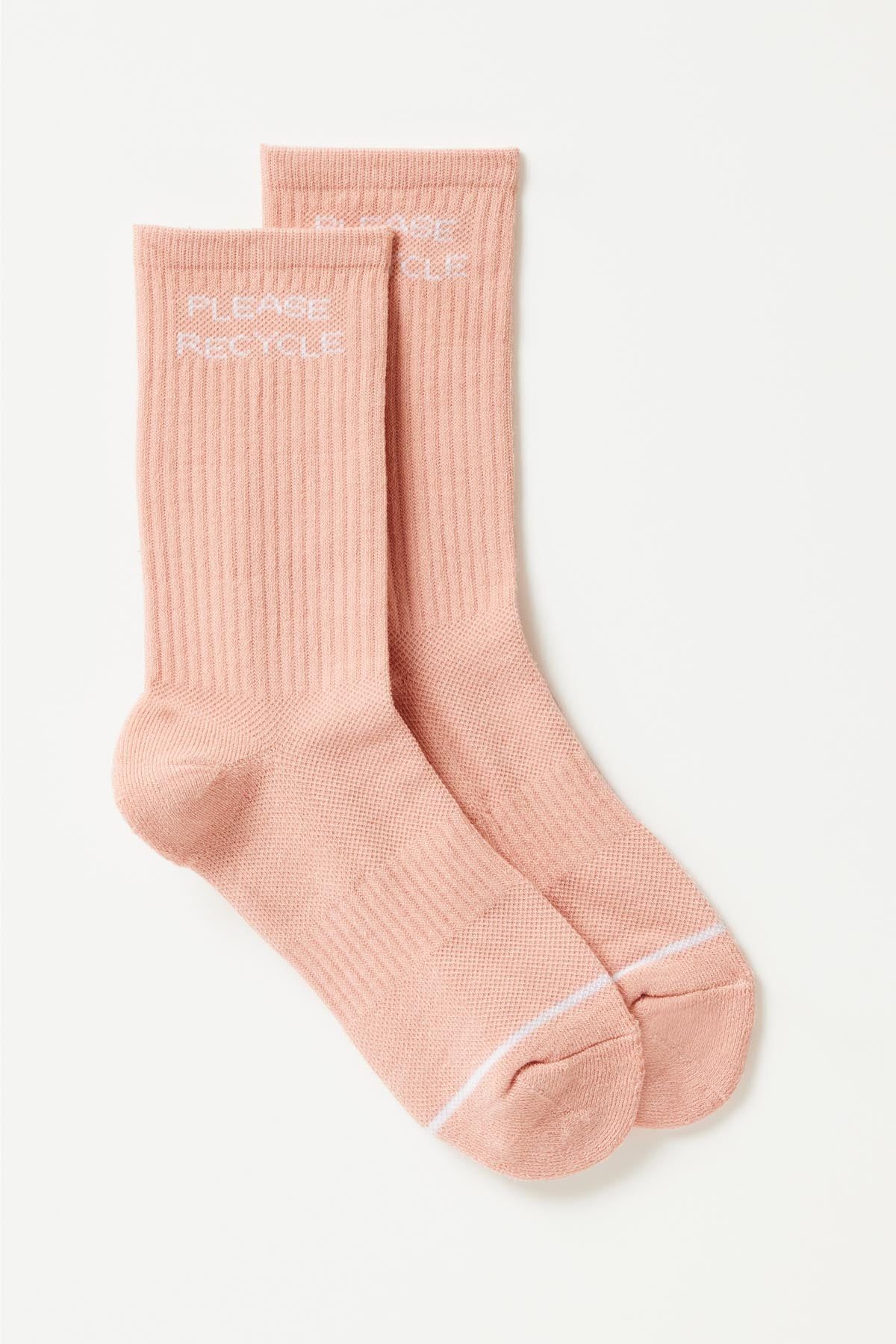 Misty Rose Please Recycle Crew Sock | Girlfriend Collective