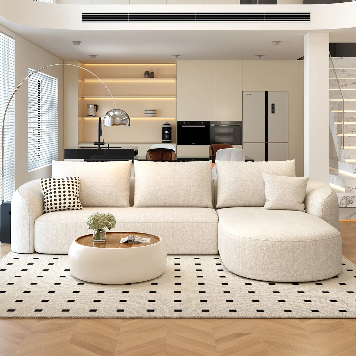 Boneless 138.6" Modular Sectional Couches Luxury Modern Curved Back Sofa,Minimalist Comfy L-Shape... | Wayfair North America