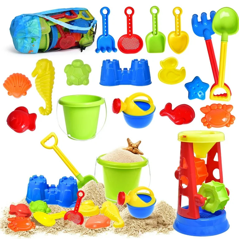 Beach Toys, 19 PCS Sand Toys Set Kids Sandbox Toys Includes Water Wheel Beach Tool Kit Bucket Wat... | Walmart (US)