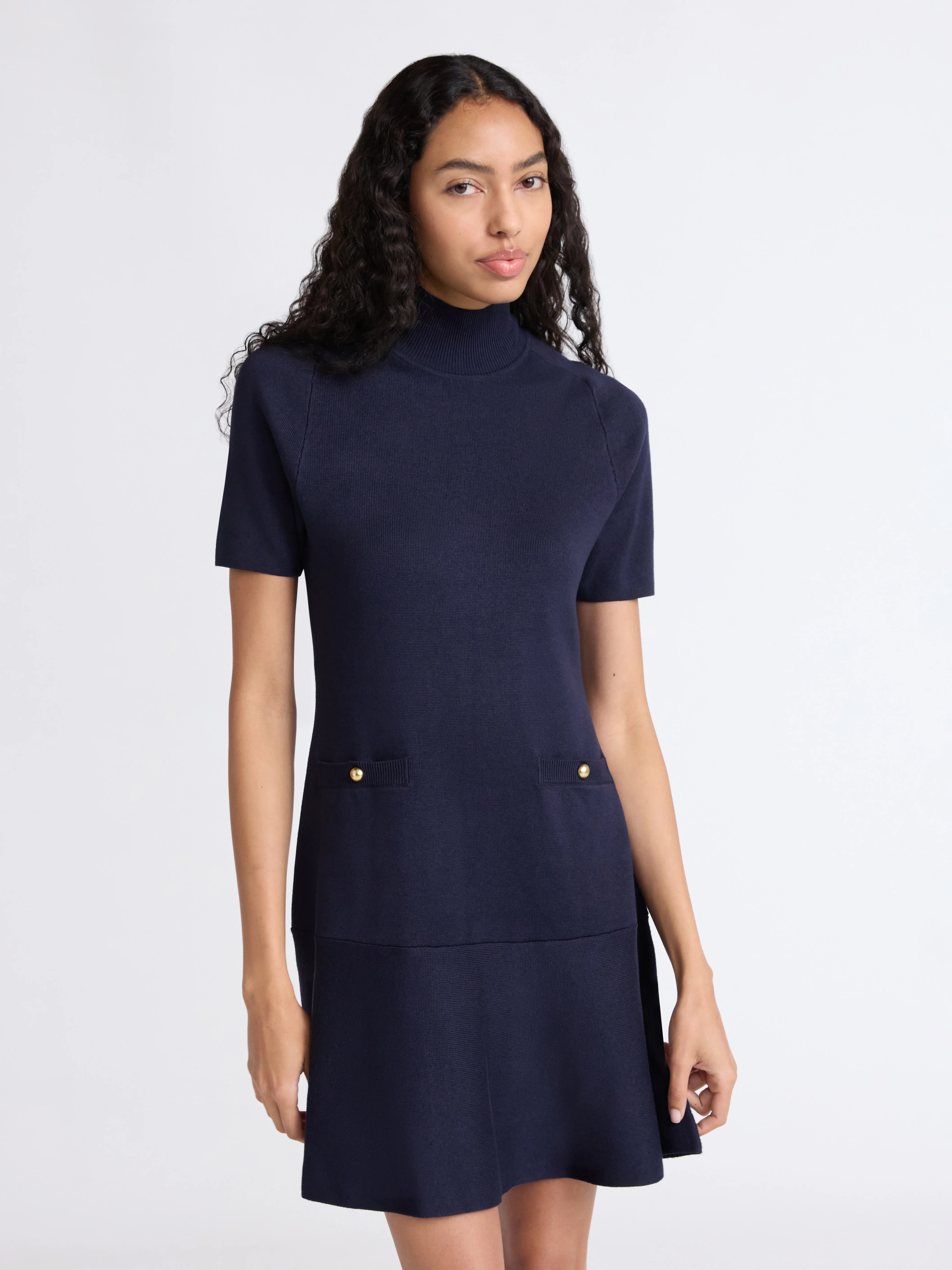 Free Assembly Women's Mock Neck Sweater Dress with Short Sleeves, Sizes XS-XXL | Walmart (US)