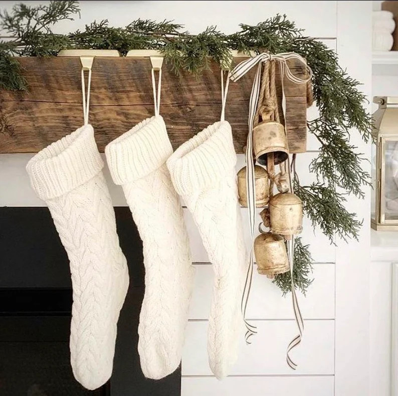 Cream Christmas Stocking  White Holiday Stocking  Rustic - Etsy Canada | Etsy (CAD)