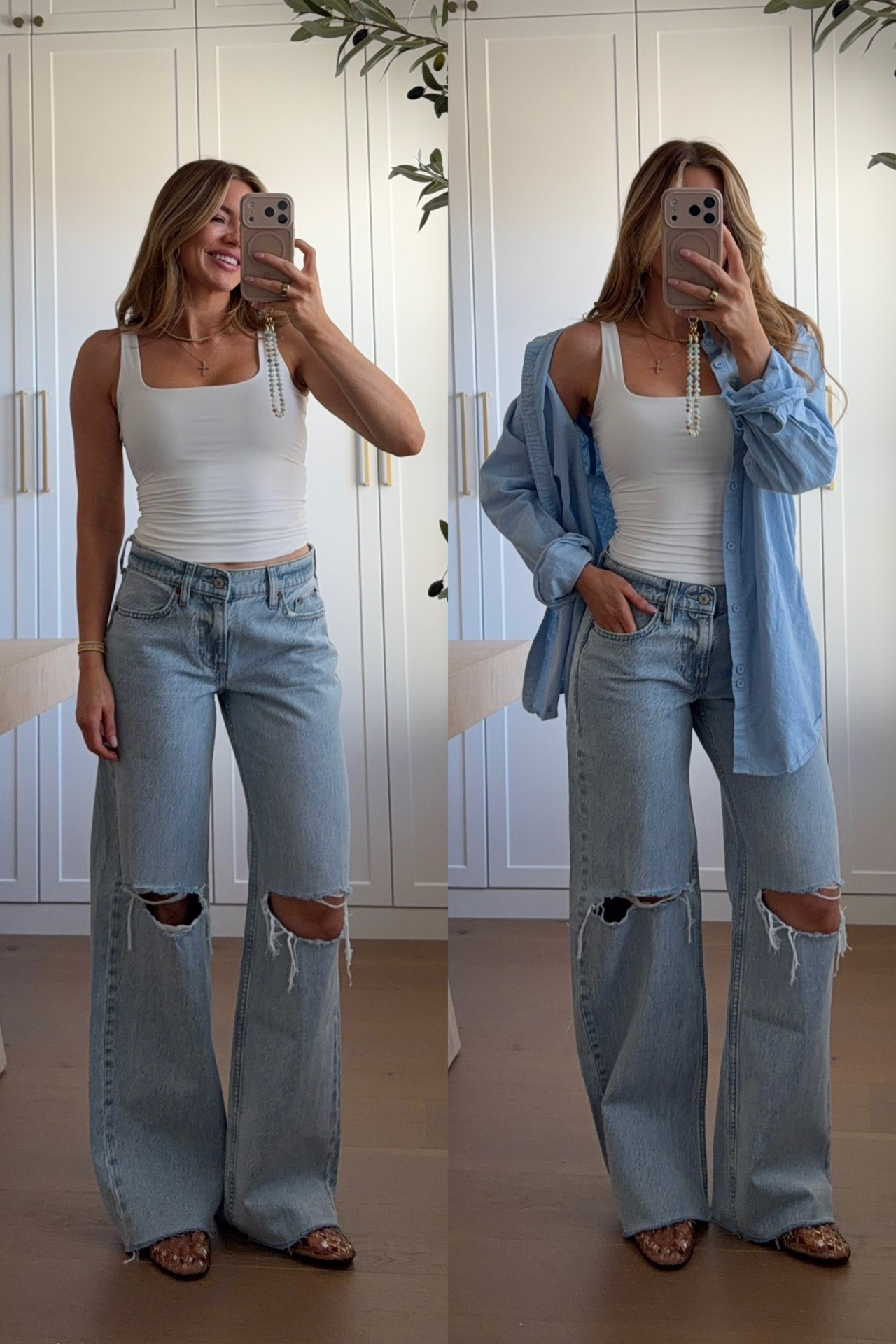 tank: xs // jeans: 24 regular (5’3) // button down: medium 