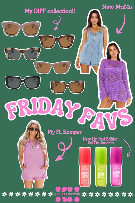 Friday Favs!! My diff sunglasses collection, new fav body spray, my PL zip romper and some of my Mumu favs!!

#LTKItBag #LTKBeauty #LTKSeasonal