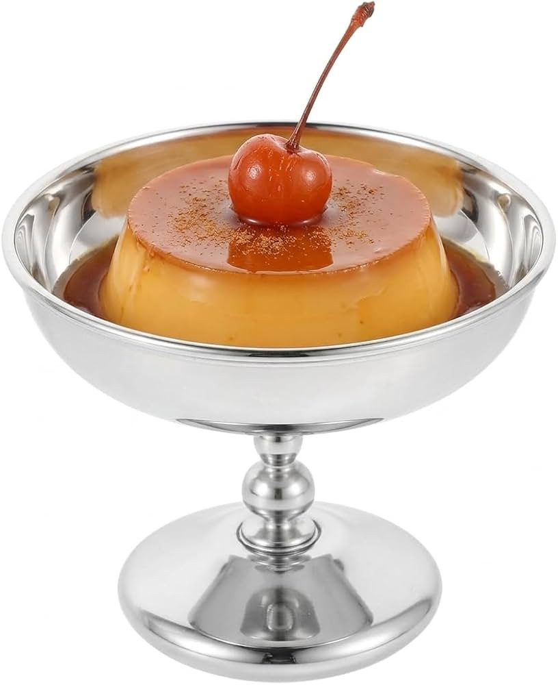 Angoily Silver Cup, Stainless Steel Dessert Bowls with Elevated Base, Footed Chocolate Pudding Fo... | Amazon (US)