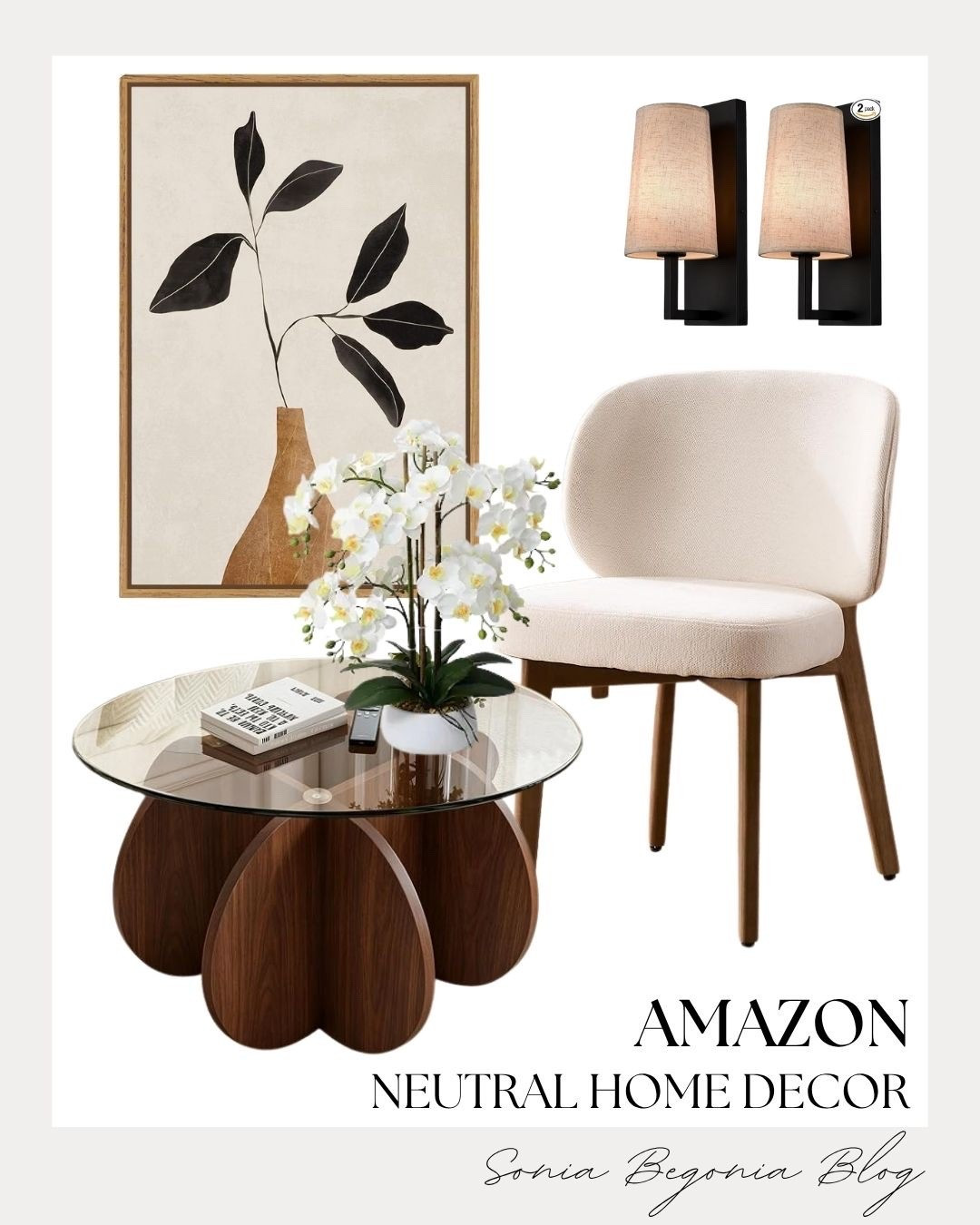 Create a serene, elevated space with these modern neutral Amazon finds! 🤍

Featuring a sculptural wooden glass-top coffee table, a cream accent chair, sleek wall sconces, botanical art, and faux orchids. ✨

#AmazonHome #NeutralDecor #LTKhome #InteriorInspo #HomeStyling #CozyHome

#LTKHome