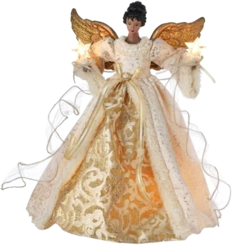 The Bridge Collection 14" Golden African American Angel Tree Topper - Beautiful Gold and White Bl... | Amazon (US)