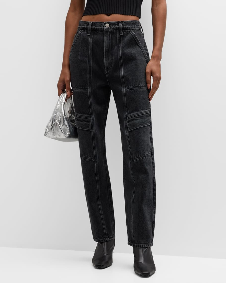 Cooper High Rise Straight Cargo Jeans | Neiman Marcus