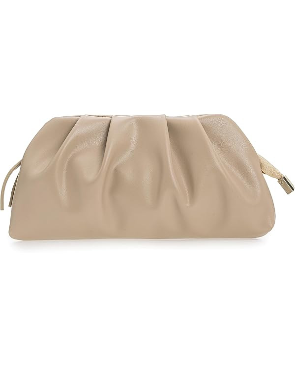 CHARMING TAILOR Chic Soft Vegan Leather Clutch Bag Dressy Pleated PU Evening Purse for Women | Amazon (US)