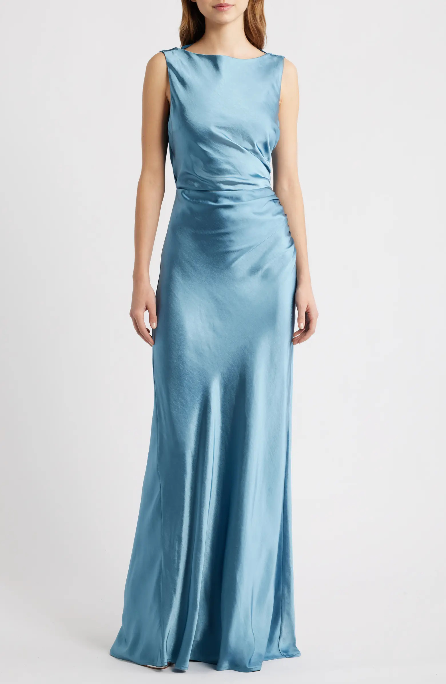 Halo Drape Satin Gown | Nordstrom