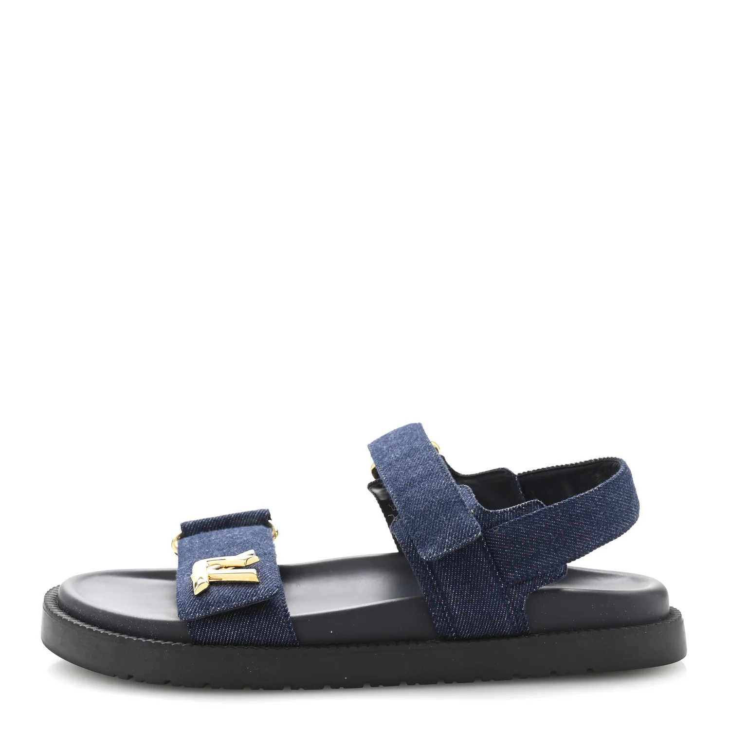 Denim Sunset Comfort Flat Sandals 37.5 Blue | FASHIONPHILE (US)
