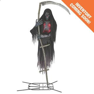 12 ft. Grave & Bones Giant-Sized Color Changing Animated LED Levitating Reaper | The Home Depot