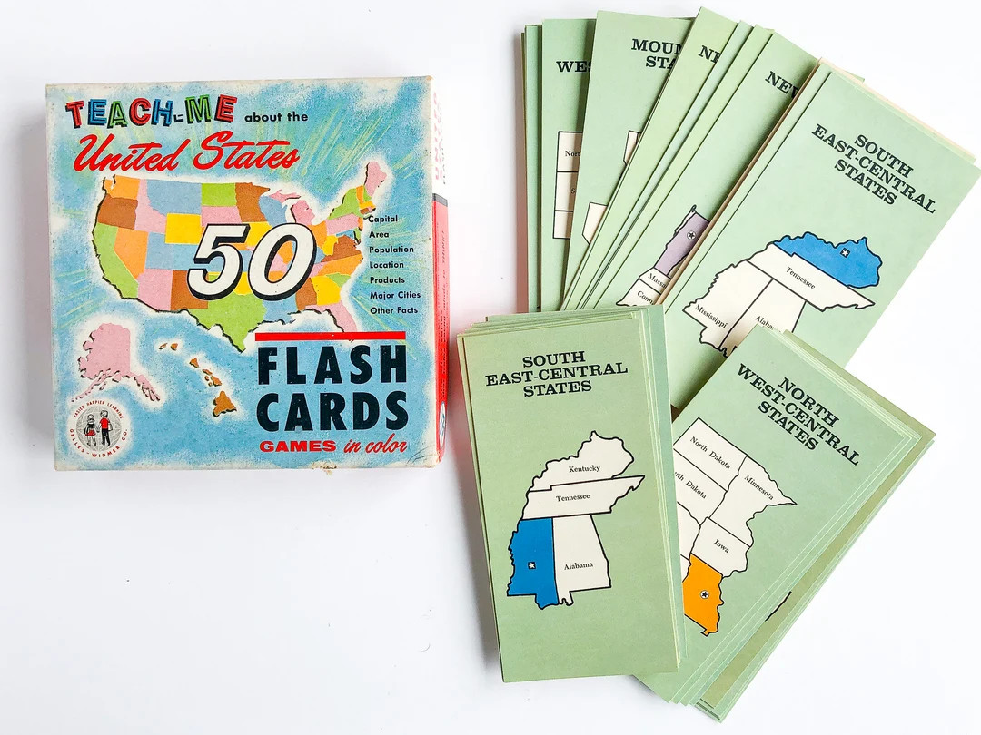 Vintage United States Flash Cards - Teach-Me 1962 Series in Original Box | Etsy (US)