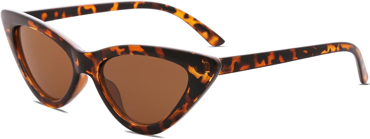 SOJOS Retro Vintage Narrow Cat Eye Sunglasses for Women Clout Goggles Plastic Frame Cardi | Amazon (US)