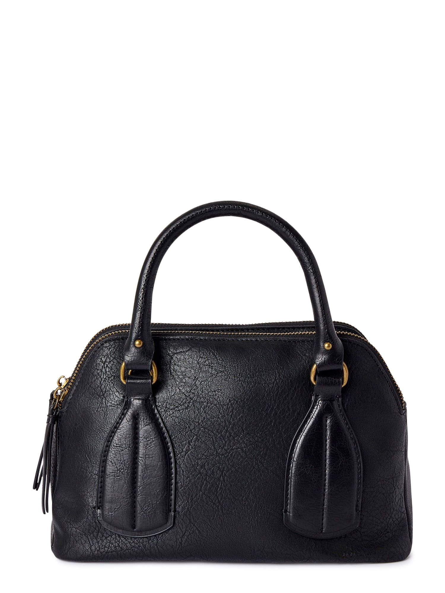 Time and Tru Women’s Palms Satchel Handbag Black - Walmart.com | Walmart (US)