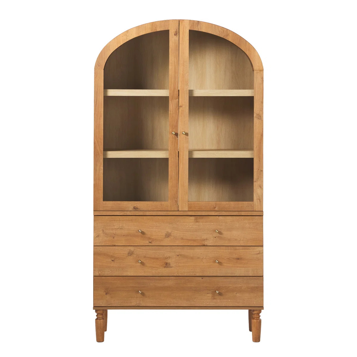 Holzhauer Modern Arched Glass Bookcase With Drawers | Wayfair North America