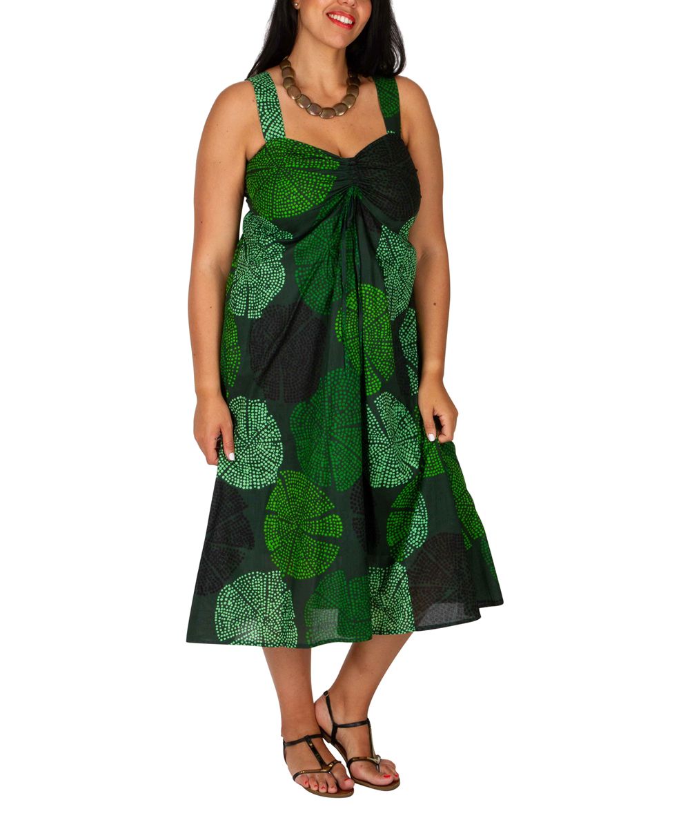 Aller Simplement Women's Maxi Dresses BLACK - Black & Green Geometric Sweetheart Dress - Plus | Zulily