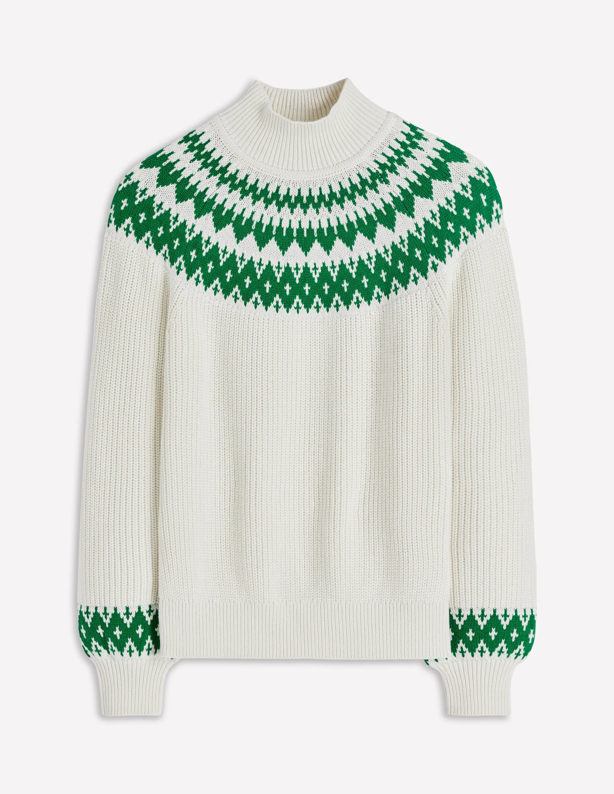 Bianca Cotton Ribbed Sweater-Warm Ivory Fair Isle | Boden (US)