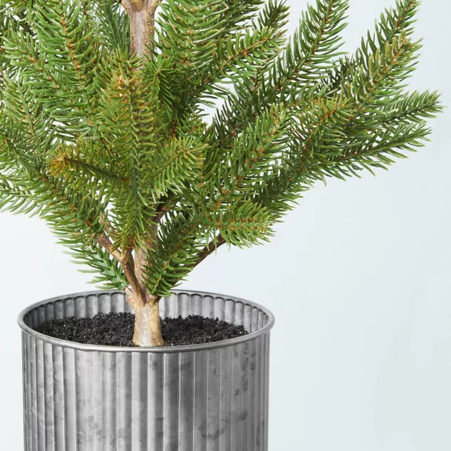 Faux Pine Tree in Galvanized Metal Porch Pot - Hearth & Hand™ with Magnolia | Target